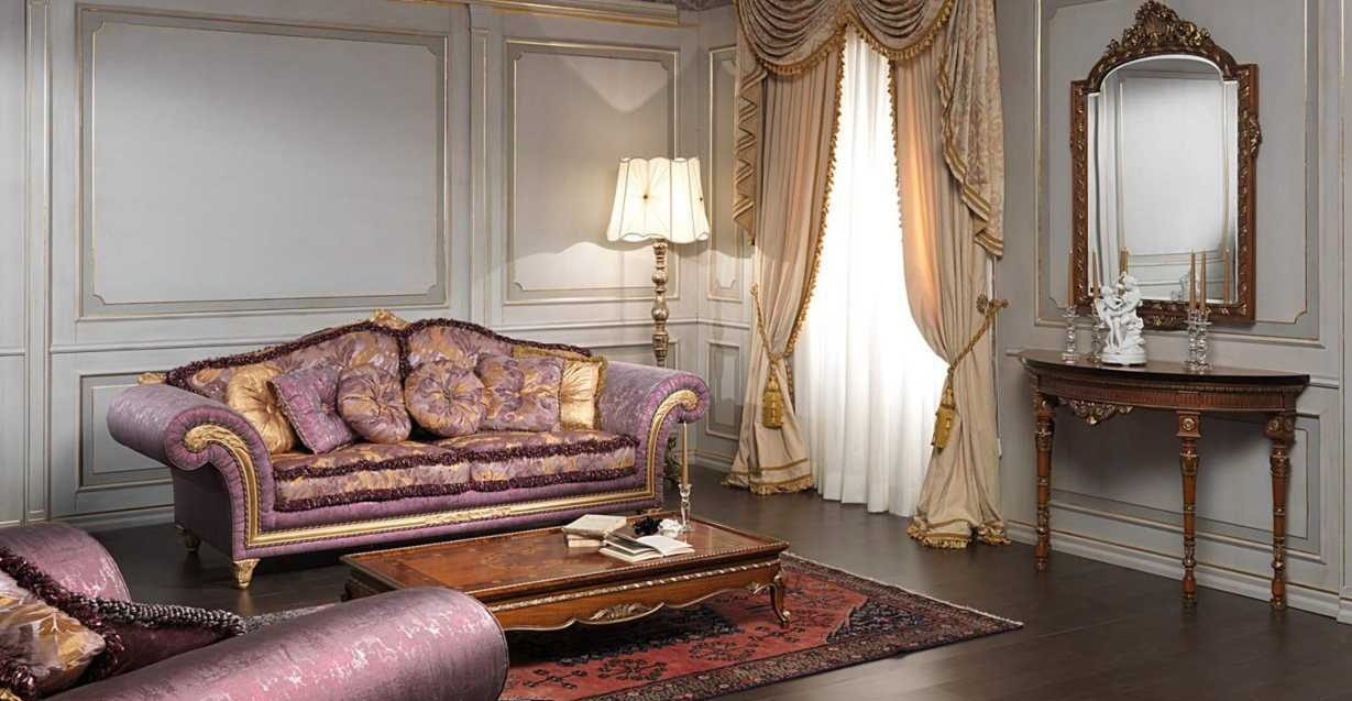 sofa clasico con mesa de madera y alfombra